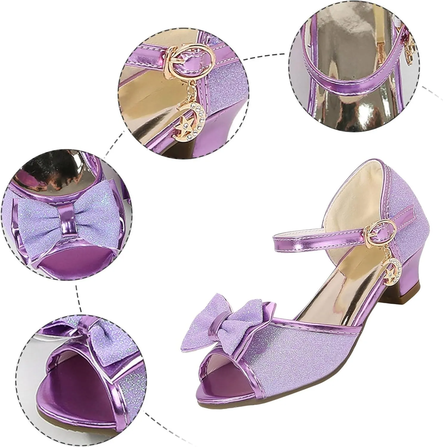 2025 Girls Casual Sandals Comfortable Dressy Party Dance Shoes with Ankle Strap Fashion Cute Bow Open Toe Soft Sole Kids Slippers Breathable Slip-On Shoe Summer Beach Vacation Slides