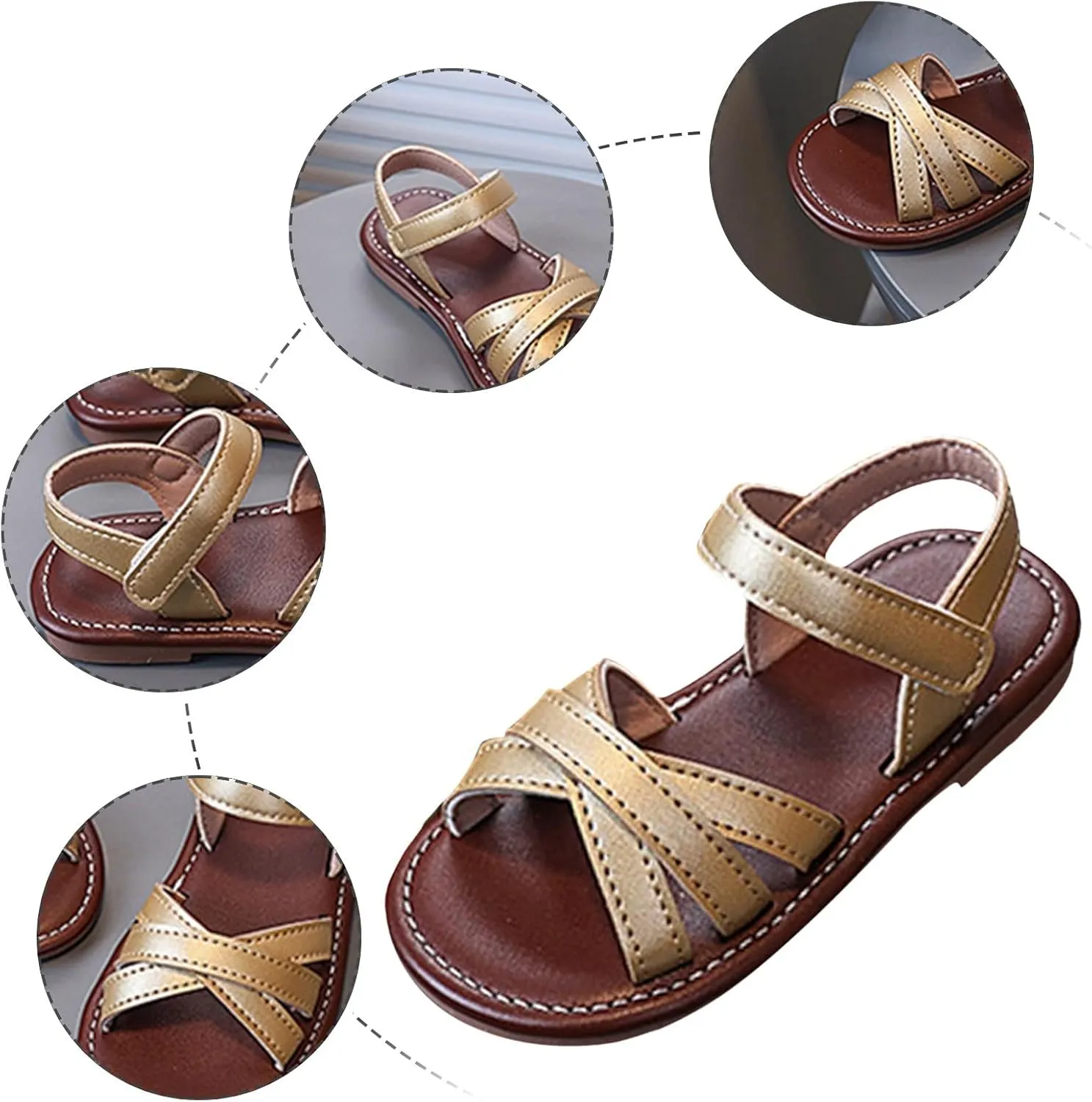 2025 Girls Casual Sandals Fashion Outdoor Sport Walking Footwear with Ankle Strap Summer Slip-On Beach Vacation Slides Comfortable Cute Kids Open Toe Slippers Breathable Dressy Party Dance Shoes