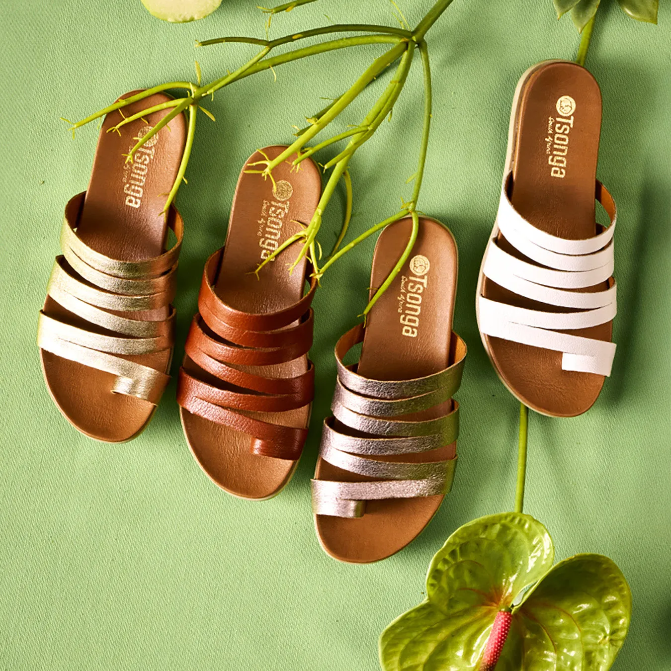 Abuye : Ladies Leather Sandal in White Cayak