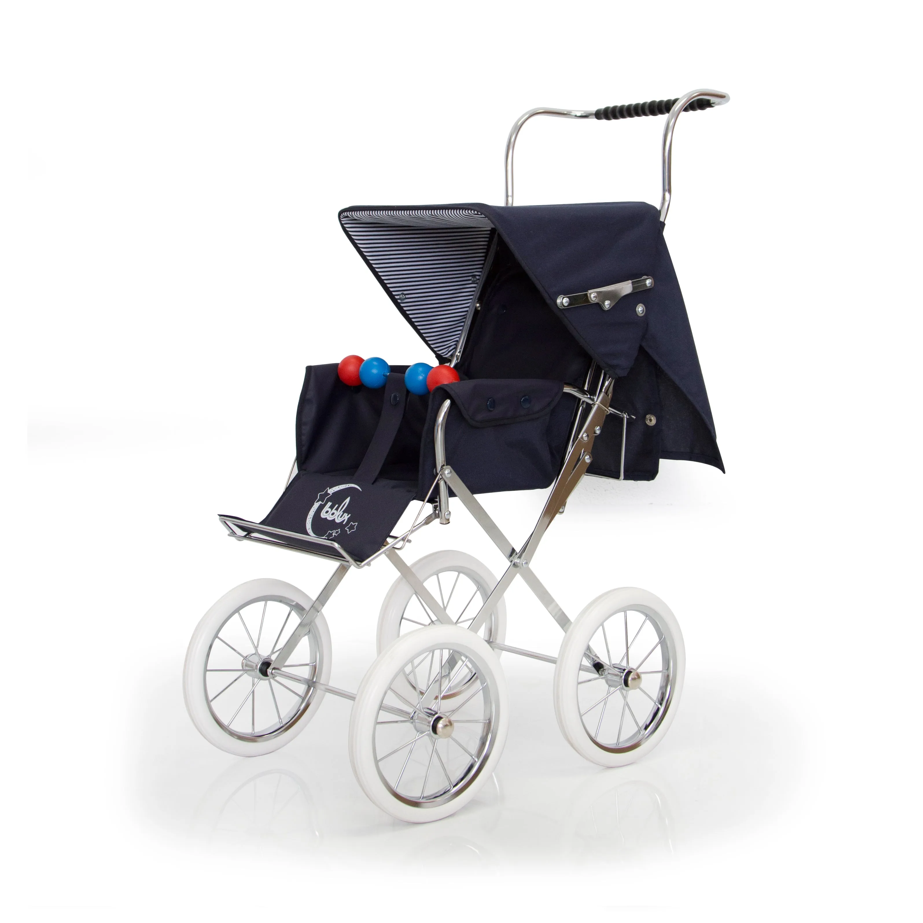 BebeLux 'Classic Big' Spanish Doll's Pushchair In Navy & Bag 2311-M