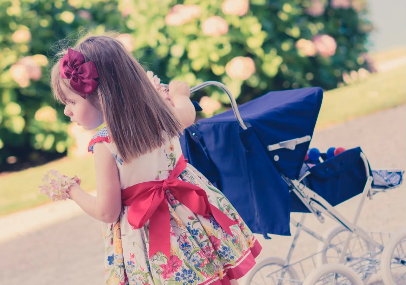 BebeLux 'Classic Big' Spanish Doll's Pushchair In Navy & Bag 2311-M