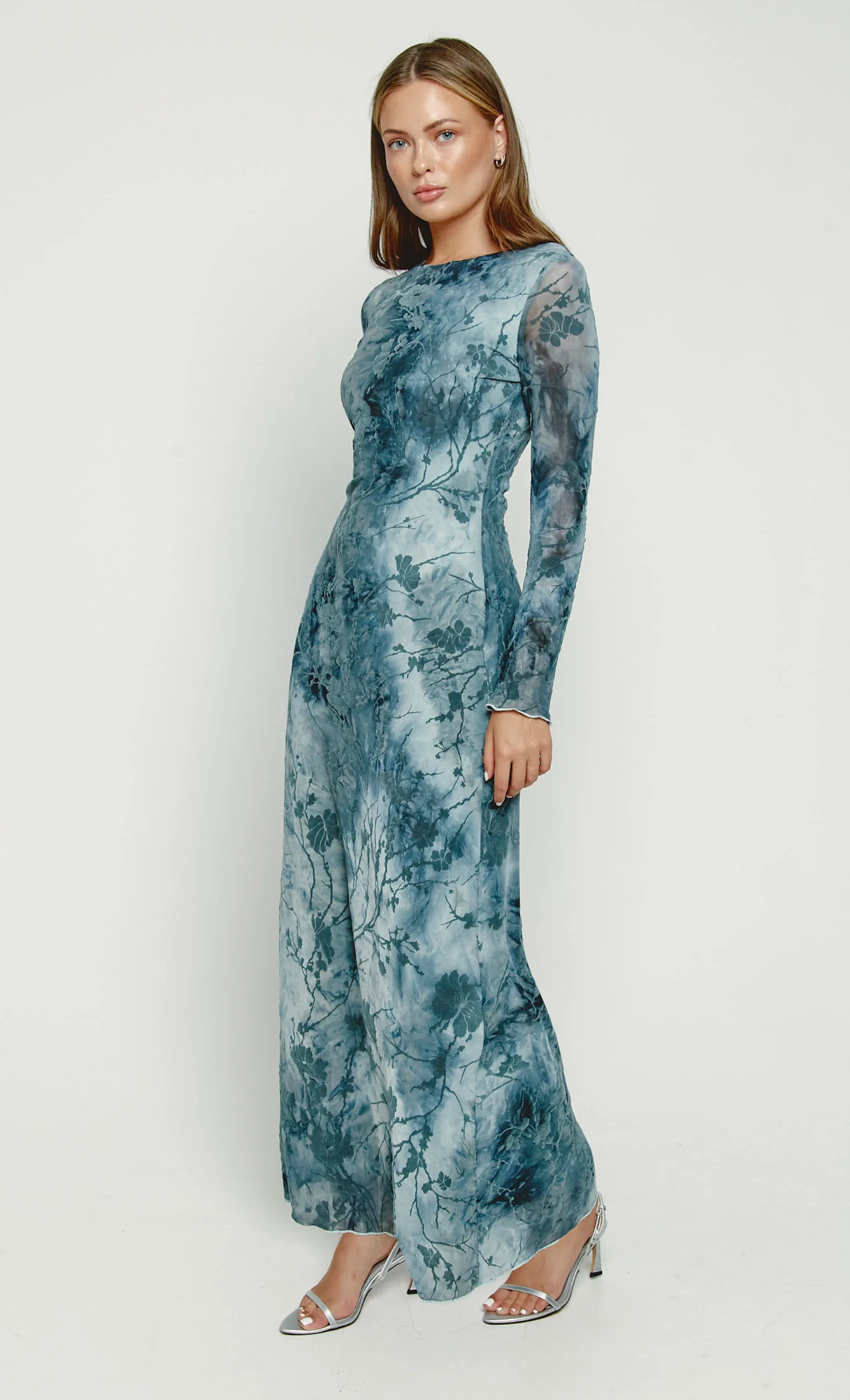 Blue Burnout Maxi Dress