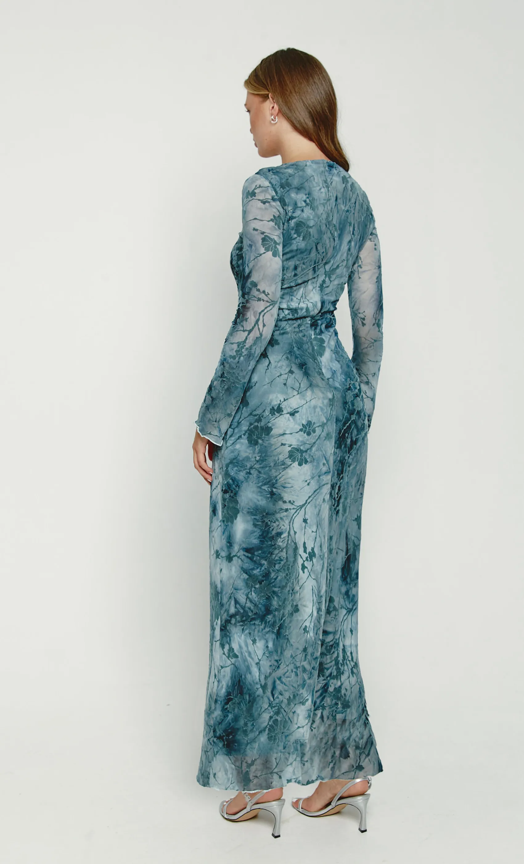 Blue Burnout Maxi Dress