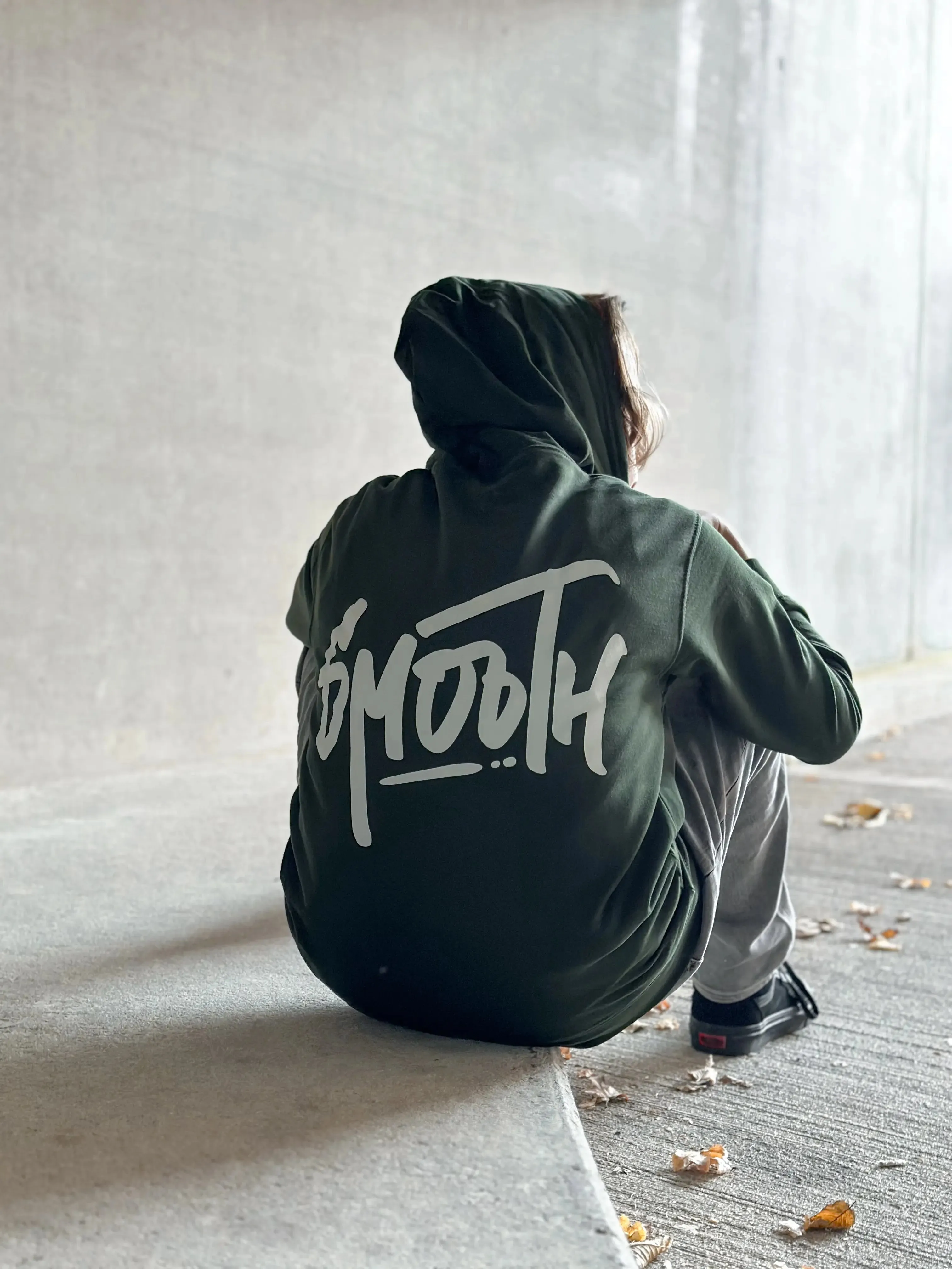 Bottle Green Kids Hoodie / Dainty White Front Back Boys