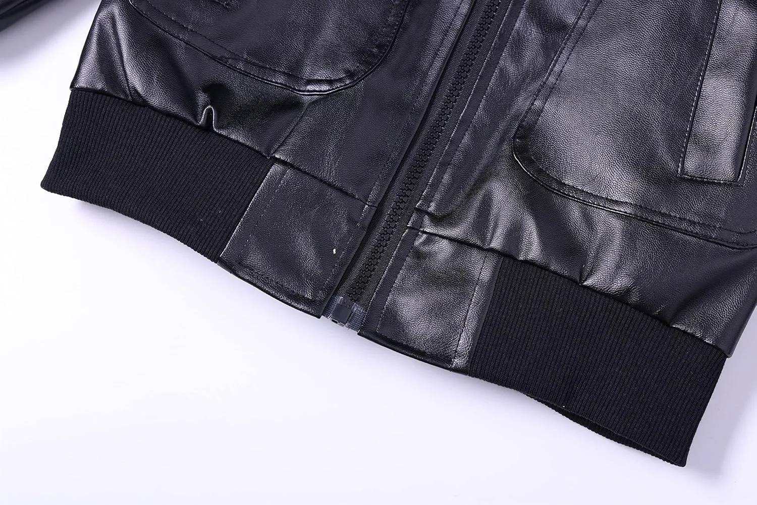 Boys Trendy Stand Collar PU Leather Moto Jacket Leather Coat (3-12) T