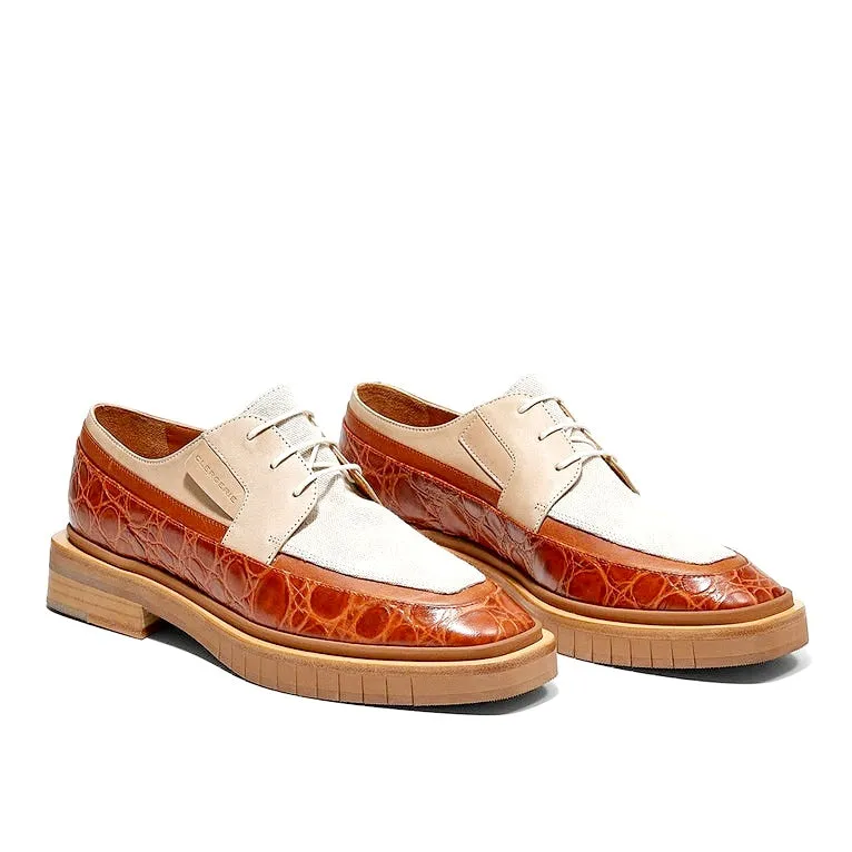 Brannl Croco Embossed Derbies