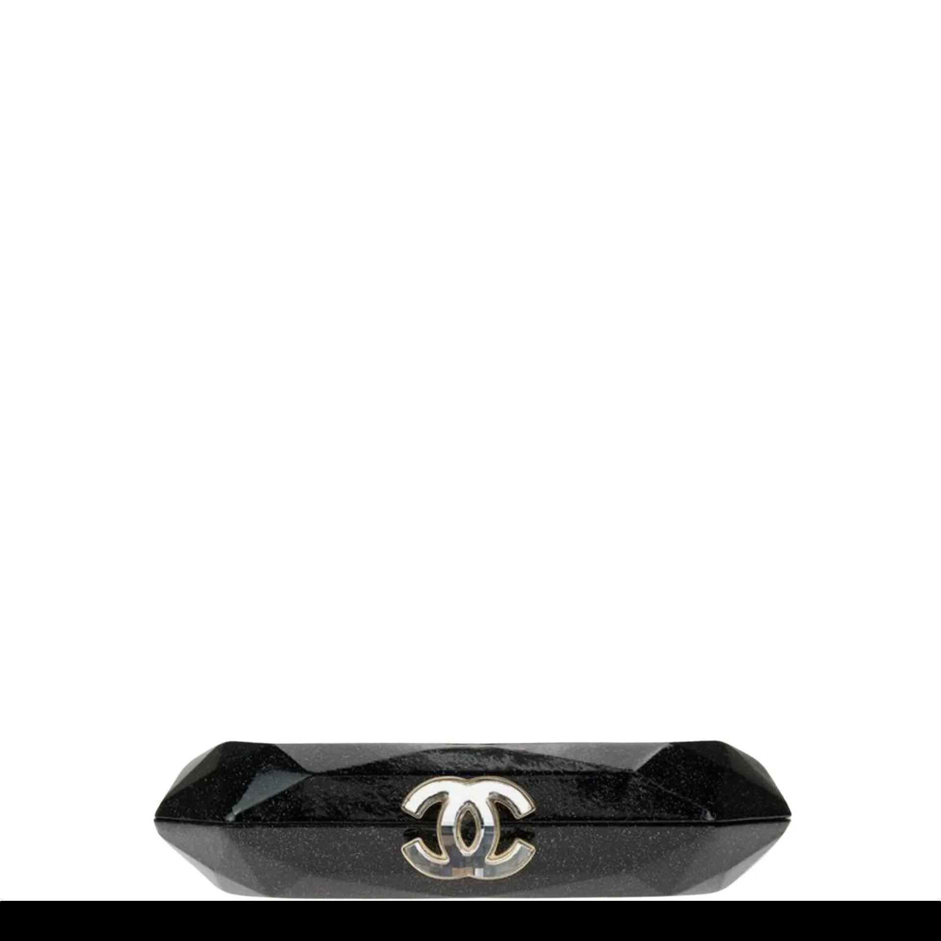 Chanel 2008 Swarovski CC Black Patent Glitter Gala Red Carpet Clutch Minaudire