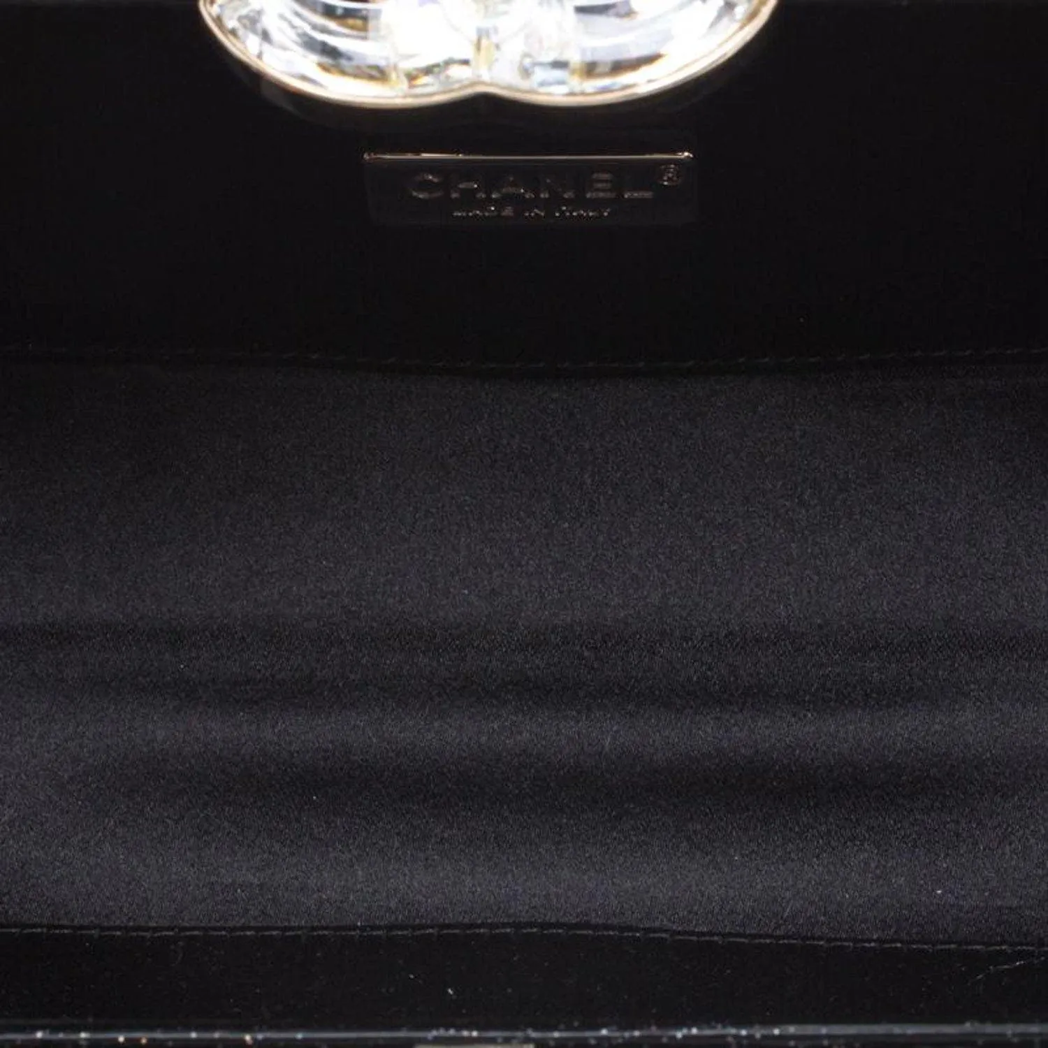 Chanel 2008 Swarovski CC Black Patent Glitter Gala Red Carpet Clutch Minaudire