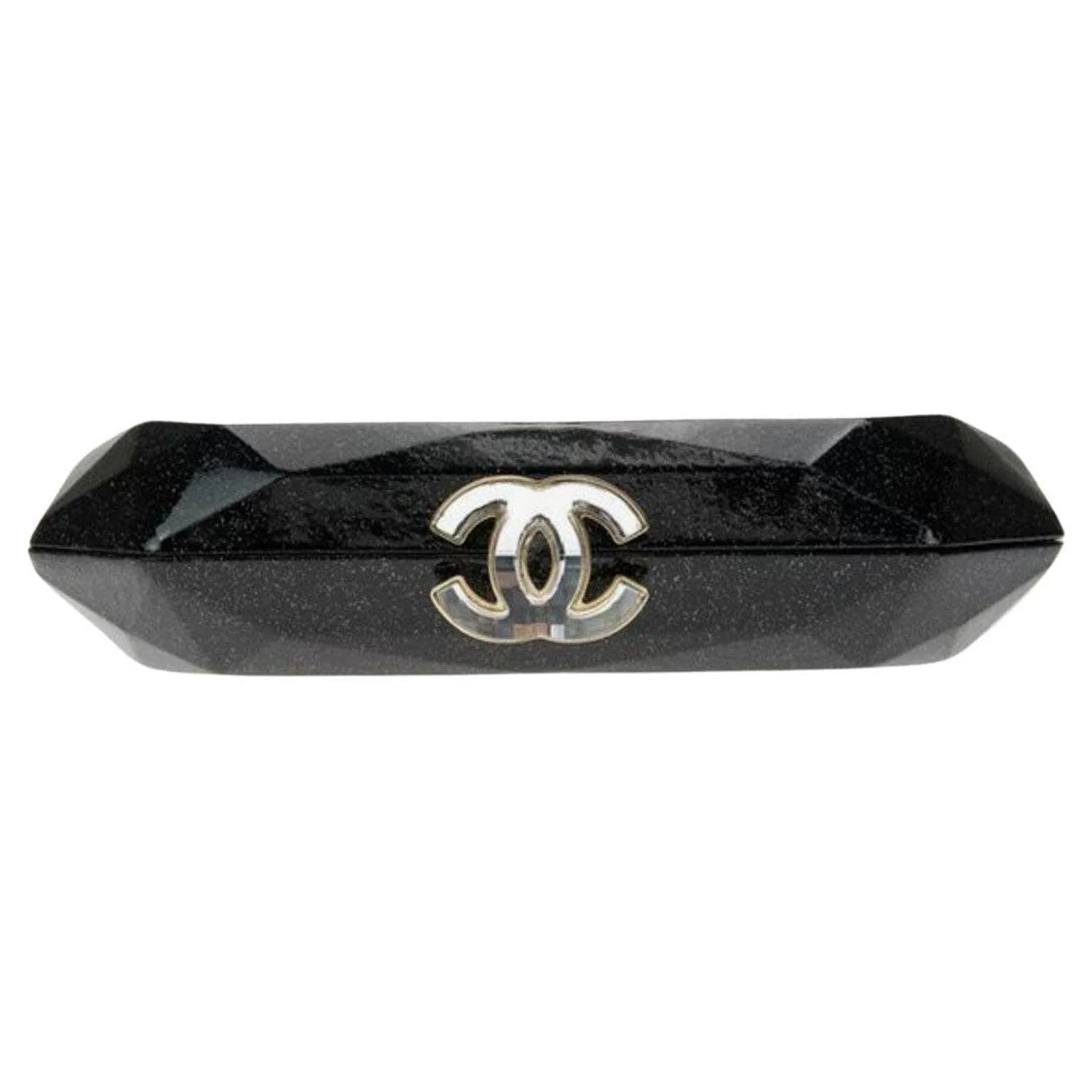 Chanel 2008 Swarovski CC Black Patent Glitter Gala Red Carpet Clutch Minaudire