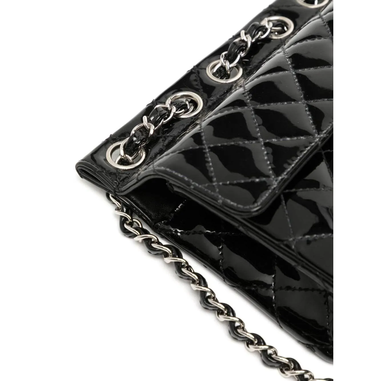 Chanel Vintage 2005 Small Patent Interwoven Chain Classic Flap Bag