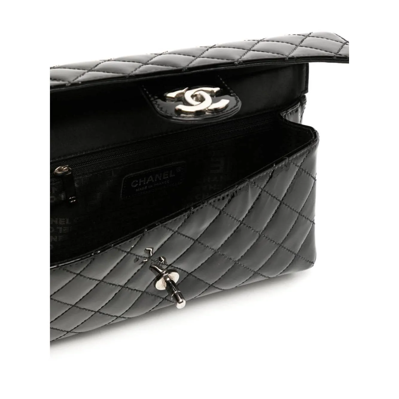 Chanel Vintage 2005 Small Patent Interwoven Chain Classic Flap Bag
