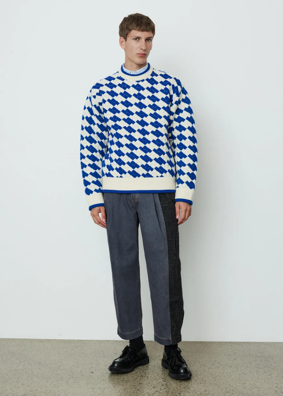 Checked Crewneck Sweatshirt
