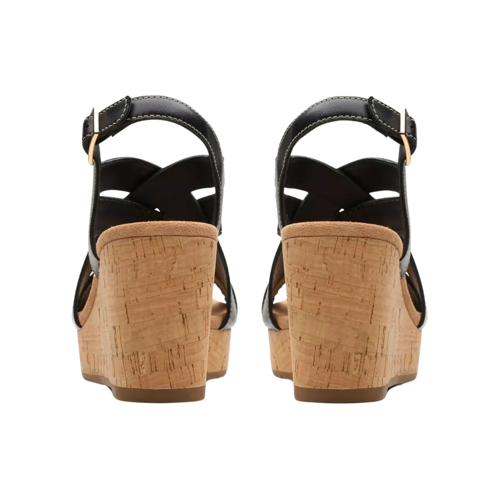 Clarks Sabina Sling Black Leather Sandal (Women's)