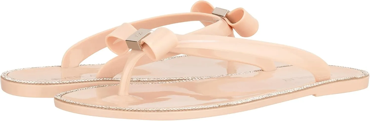 CLOVERLAY Womens Jelly Sandals Rhinestone Bowtie Flip Flops Beach Slide Flat Sandals