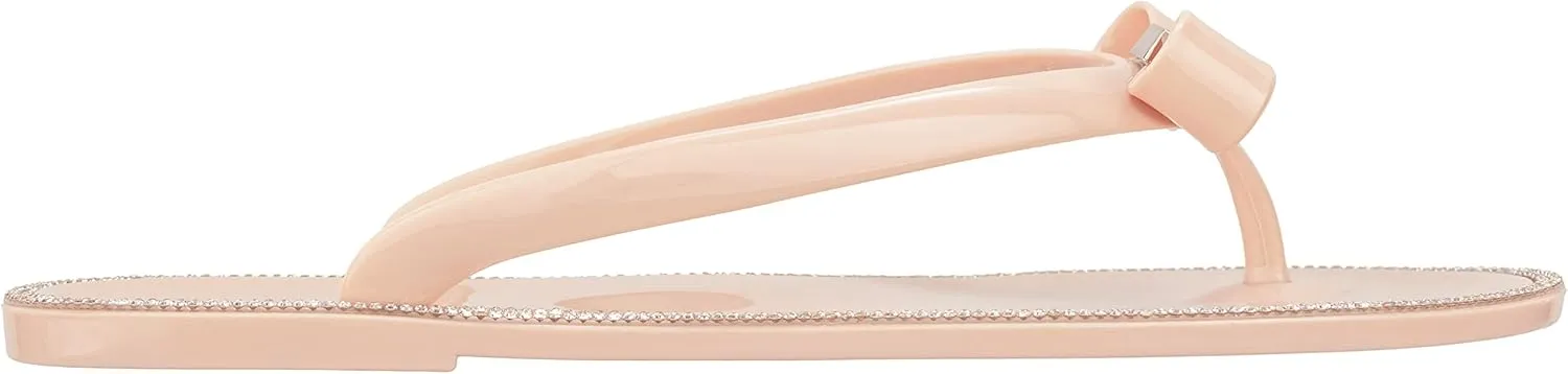 CLOVERLAY Womens Jelly Sandals Rhinestone Bowtie Flip Flops Beach Slide Flat Sandals