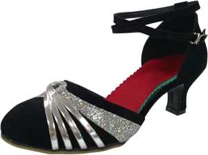 CsgrFagr Women Rhinestone Ballroom Dance Shoes Latin Salsa Performance Dance Shoes Womens Sandal Heels (Silver, 7.5)