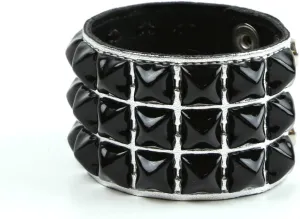 Cybergoth Three Row Studded Patent Leather Bracelet