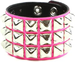 Cybergoth Three Row Studded Patent Leather Bracelet