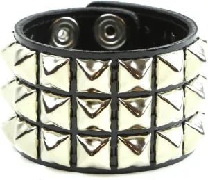 Cybergoth Three Row Studded Patent Leather Bracelet