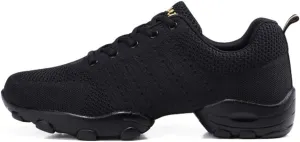 DKZSYIM Men and Women's Modern Dance Sneakers Lace-up Breathable Ballroom Performance Practice Dancing Sneakers,Model T01