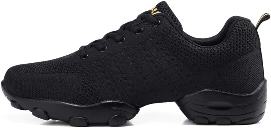 DKZSYIM Men and Women's Modern Dance Sneakers Lace-up Breathable Ballroom Performance Practice Dancing Sneakers,Model T01