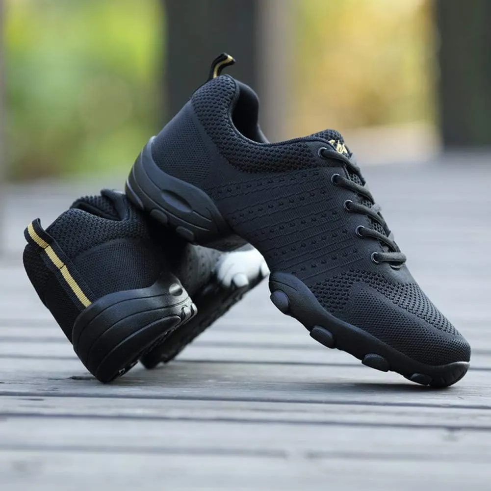 DKZSYIM Men and Women's Modern Dance Sneakers Lace-up Breathable Ballroom Performance Practice Dancing Sneakers,Model T01