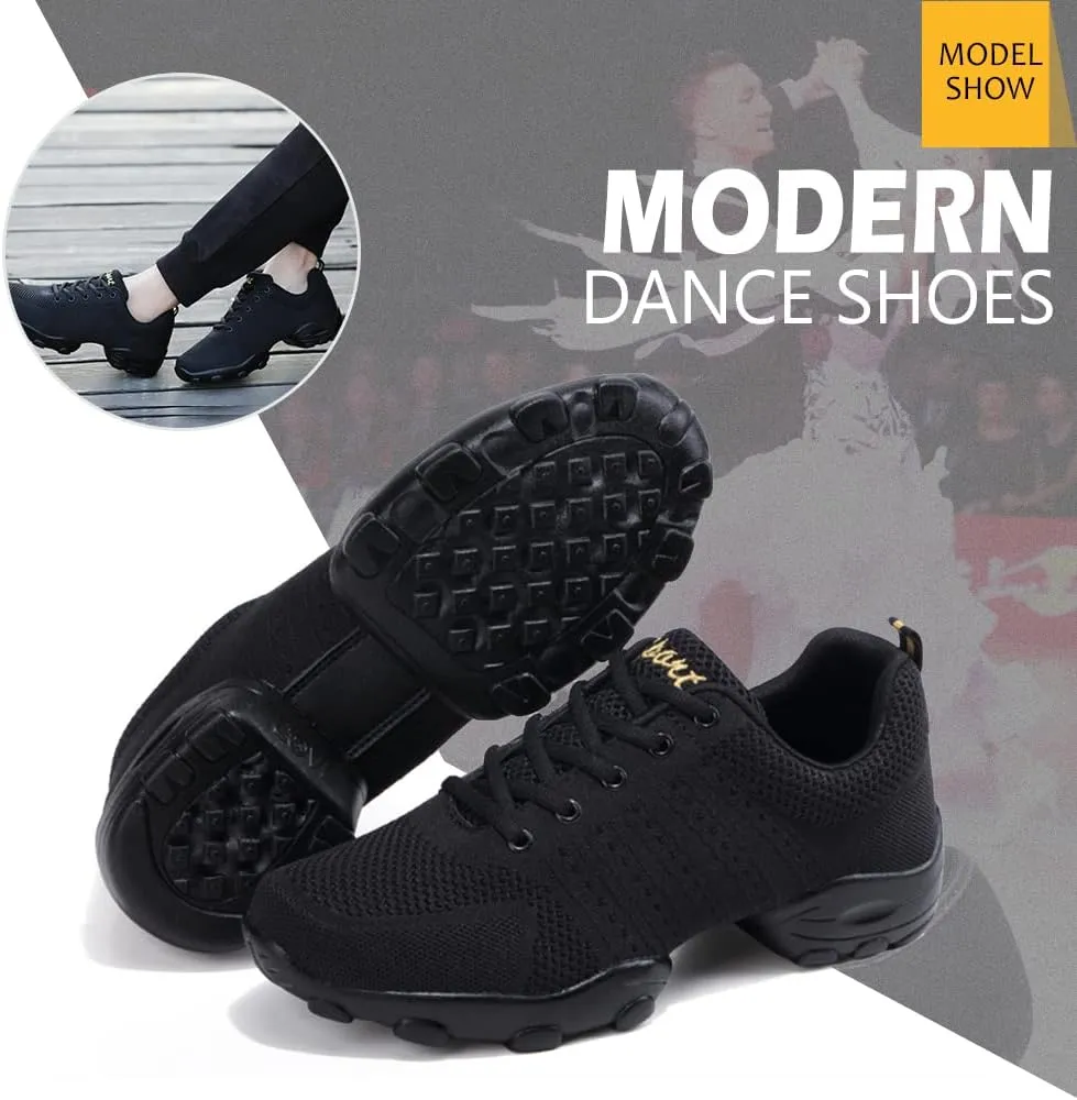 DKZSYIM Men and Women's Modern Dance Sneakers Lace-up Breathable Ballroom Performance Practice Dancing Sneakers,Model T01