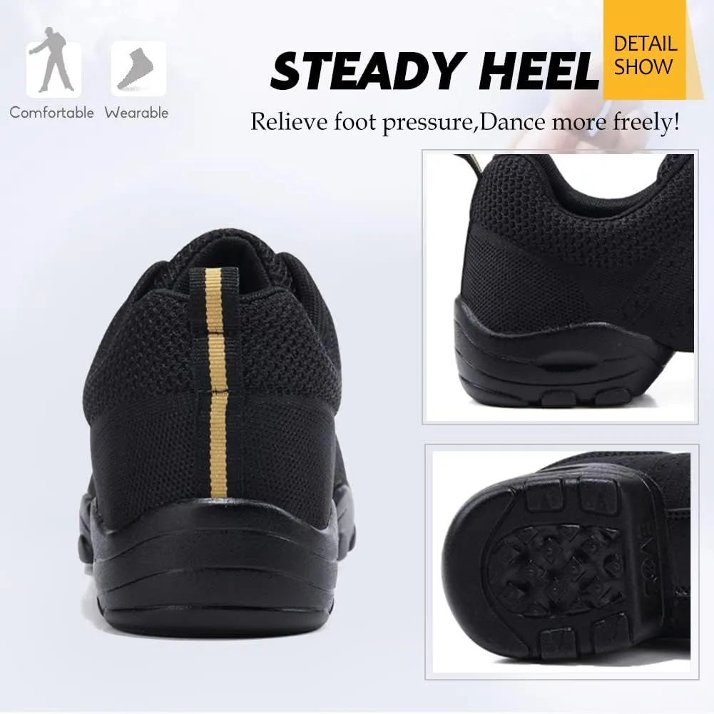 DKZSYIM Men and Women's Modern Dance Sneakers Lace-up Breathable Ballroom Performance Practice Dancing Sneakers,Model T01