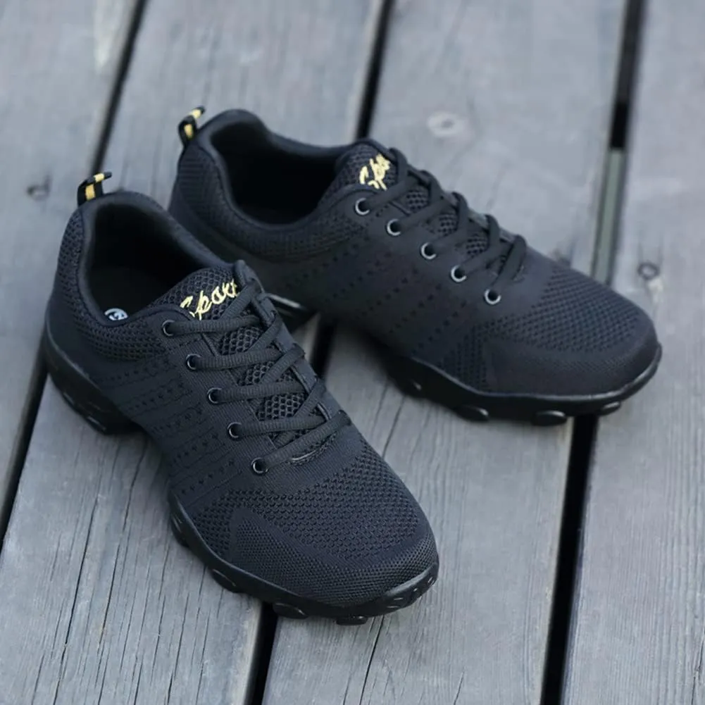DKZSYIM Men and Women's Modern Dance Sneakers Lace-up Breathable Ballroom Performance Practice Dancing Sneakers,Model T01