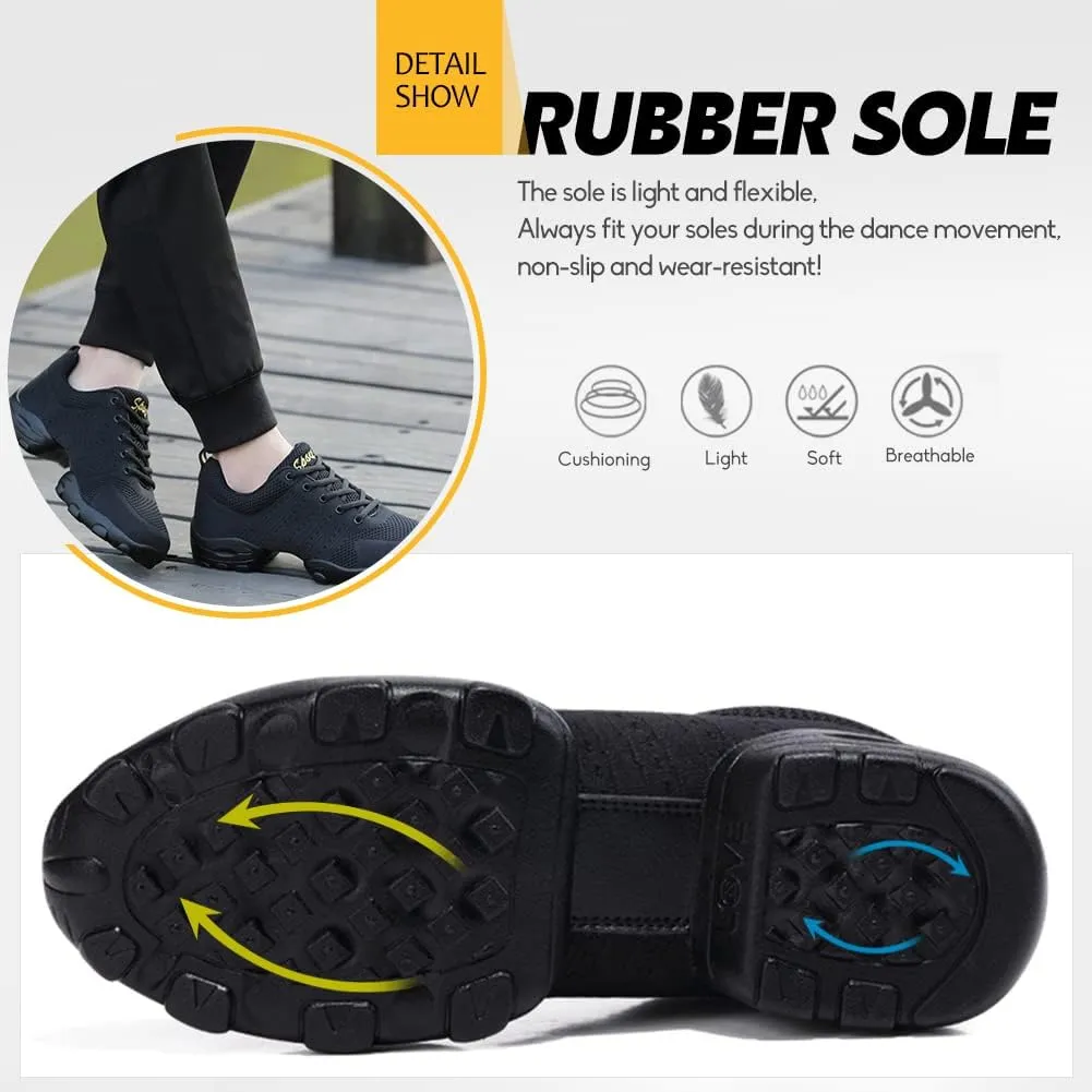 DKZSYIM Men and Women's Modern Dance Sneakers Lace-up Breathable Ballroom Performance Practice Dancing Sneakers,Model T01