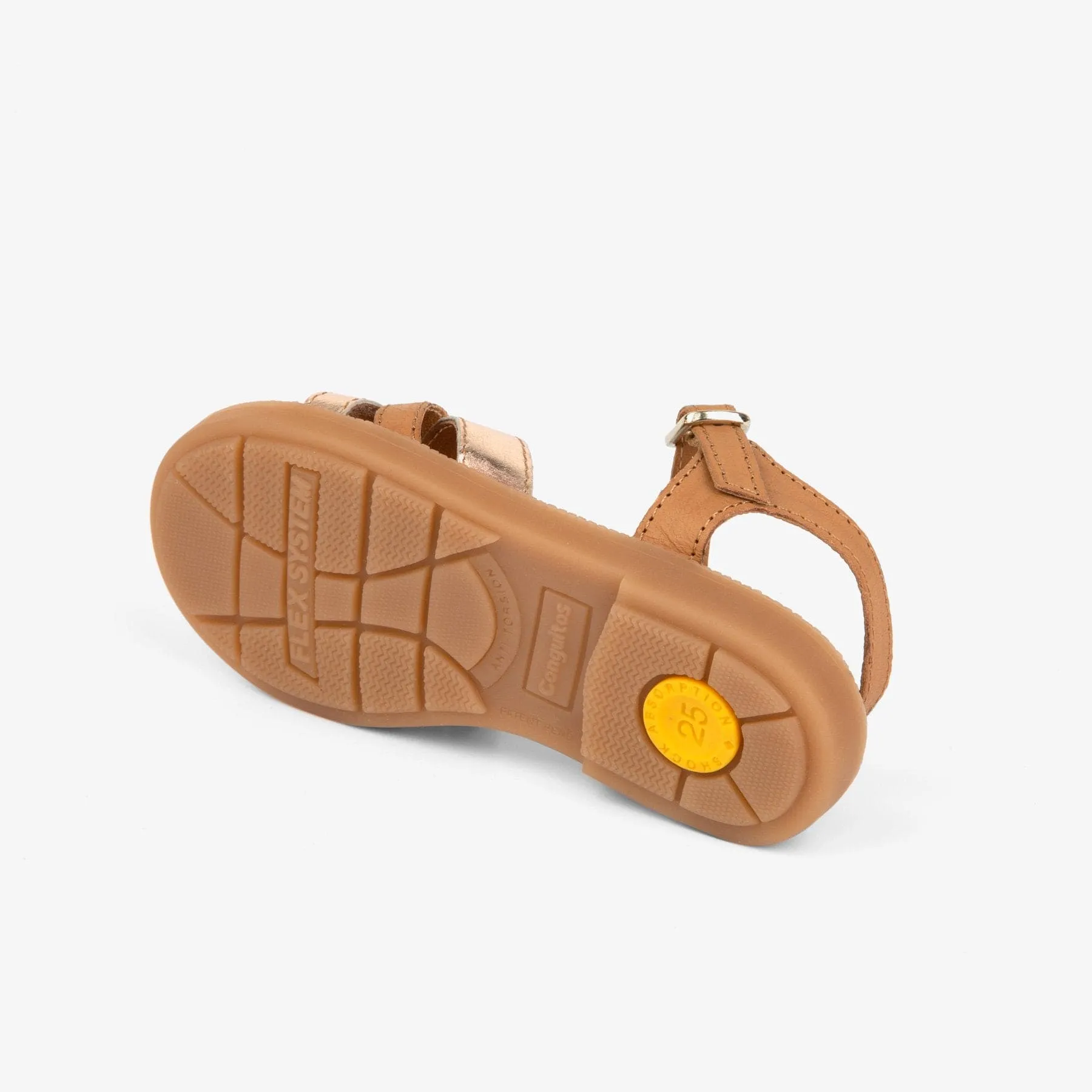 Girl's Brown Strips Leather Sandals