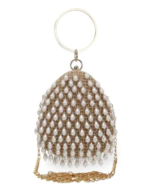 Gold Trendy Handworked Designer Heavy Clutches-Accessories