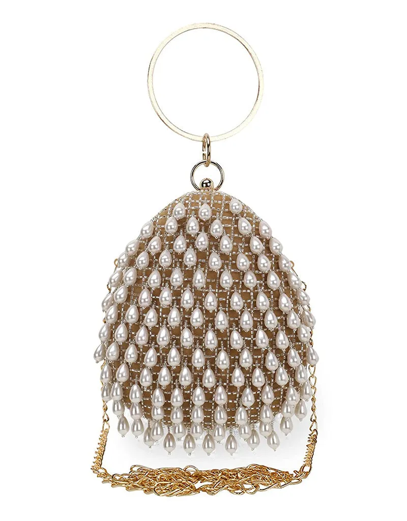 Gold Trendy Handworked Designer Heavy Clutches-Accessories