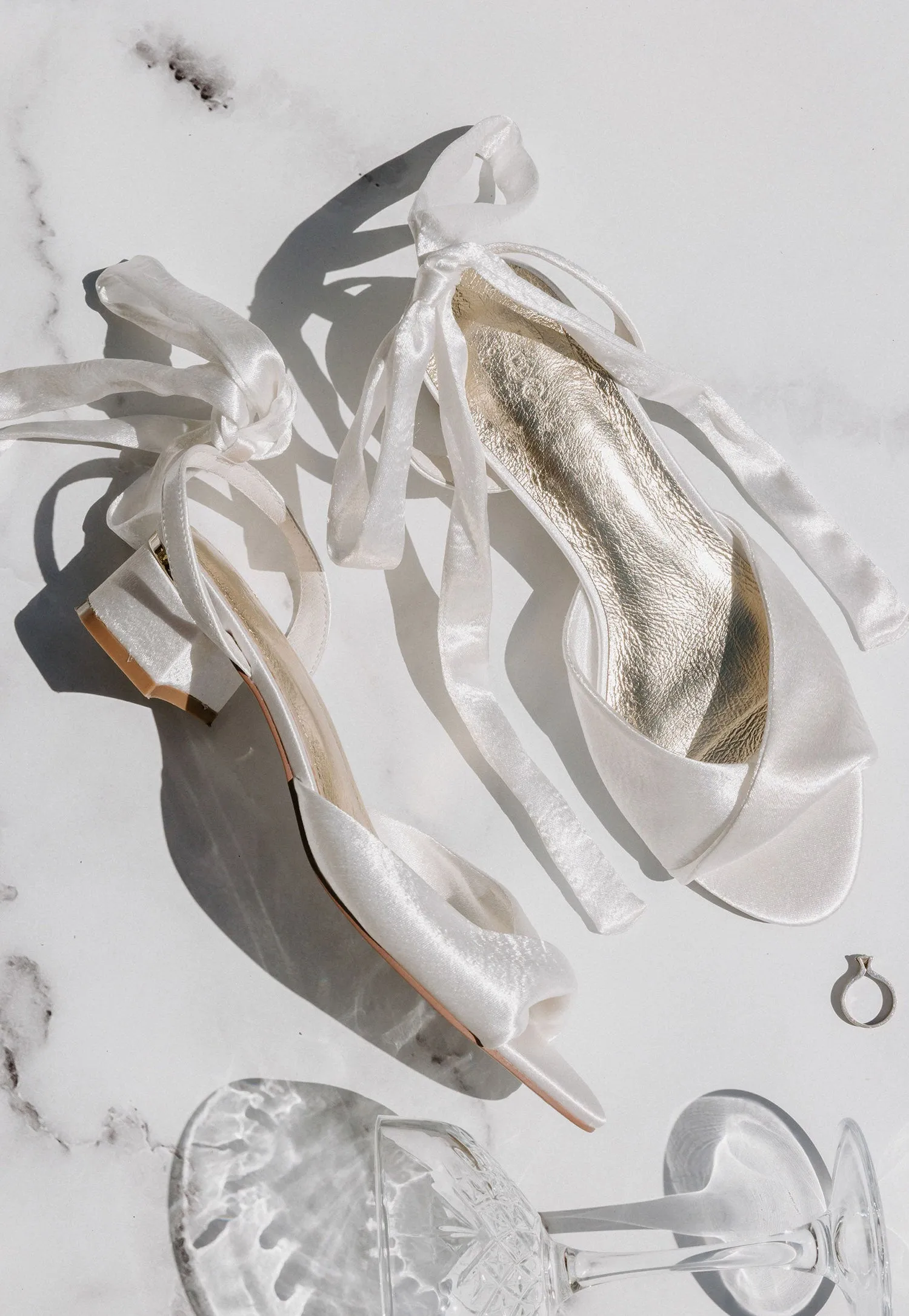 GRACE - LOW HEEL SATIN BRIDAL SANDALS - LAST PAIRS!