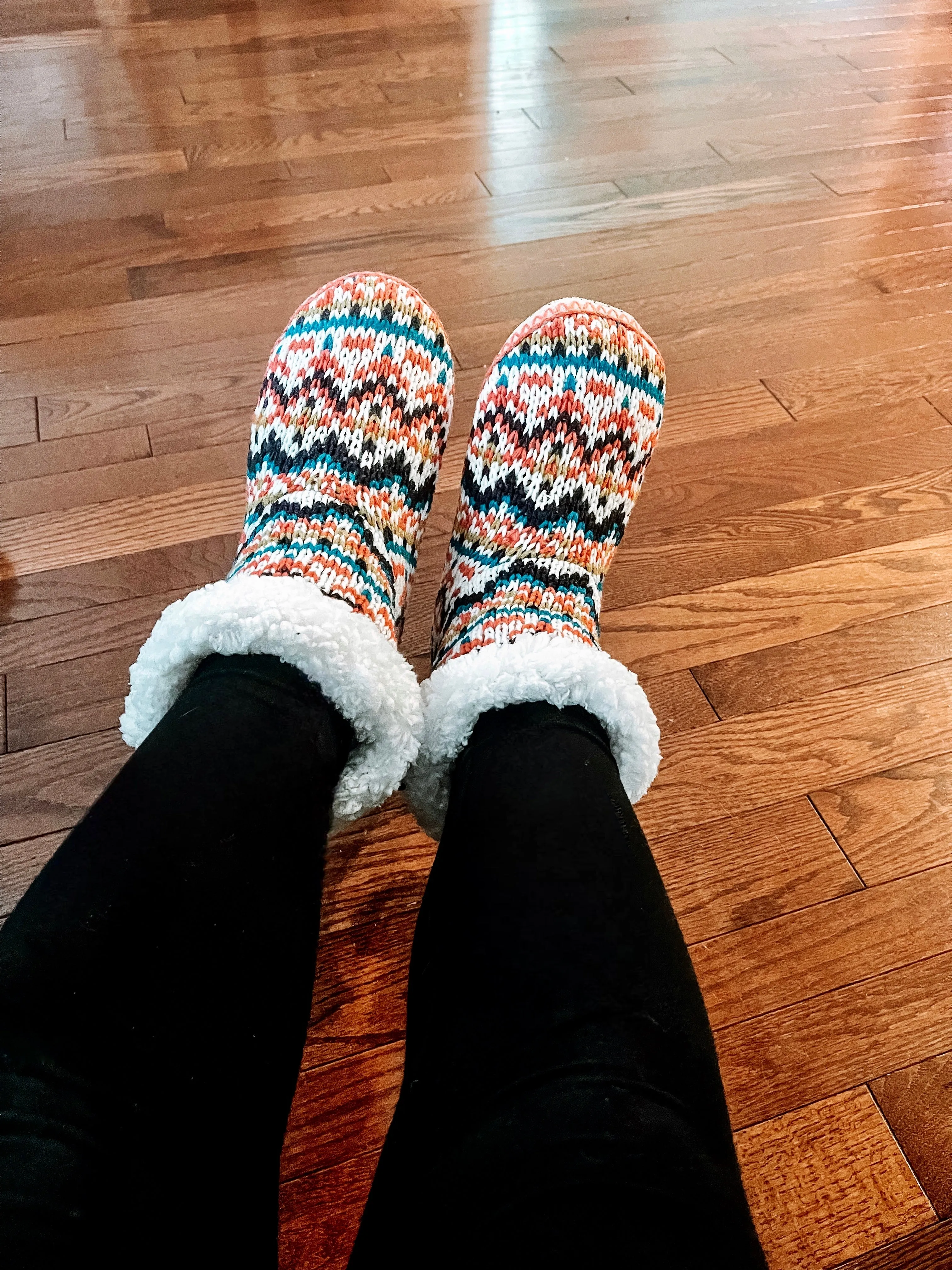 Hand Knit Pom Booties In Multicolor