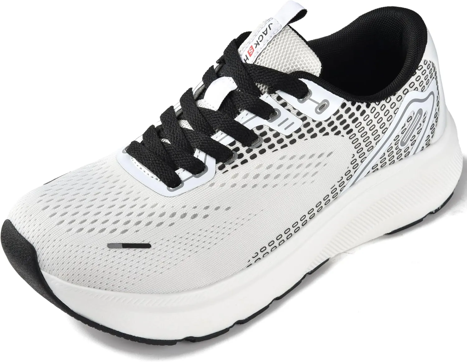JACKSHIBO Wide Toe Box Shoes for Men Arch Support Shoes Wide Width Sneakers for Running Walking Athletic Tennis Orthopedic Plantar Fasciitis with Thick Zero Drop Sole Size 9 Men White