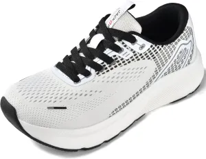 JACKSHIBO Wide Toe Box Shoes for Men Arch Support Shoes Wide Width Sneakers for Running Walking Athletic Tennis Orthopedic Plantar Fasciitis with Thick Zero Drop Sole Size 9 Men White