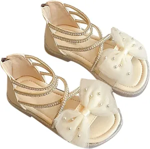 Kids Baby Girls Sandals Fashion Rhinestone Bow Roman Dress Princess Shoes Little Child/Big Cute Girl Sandals