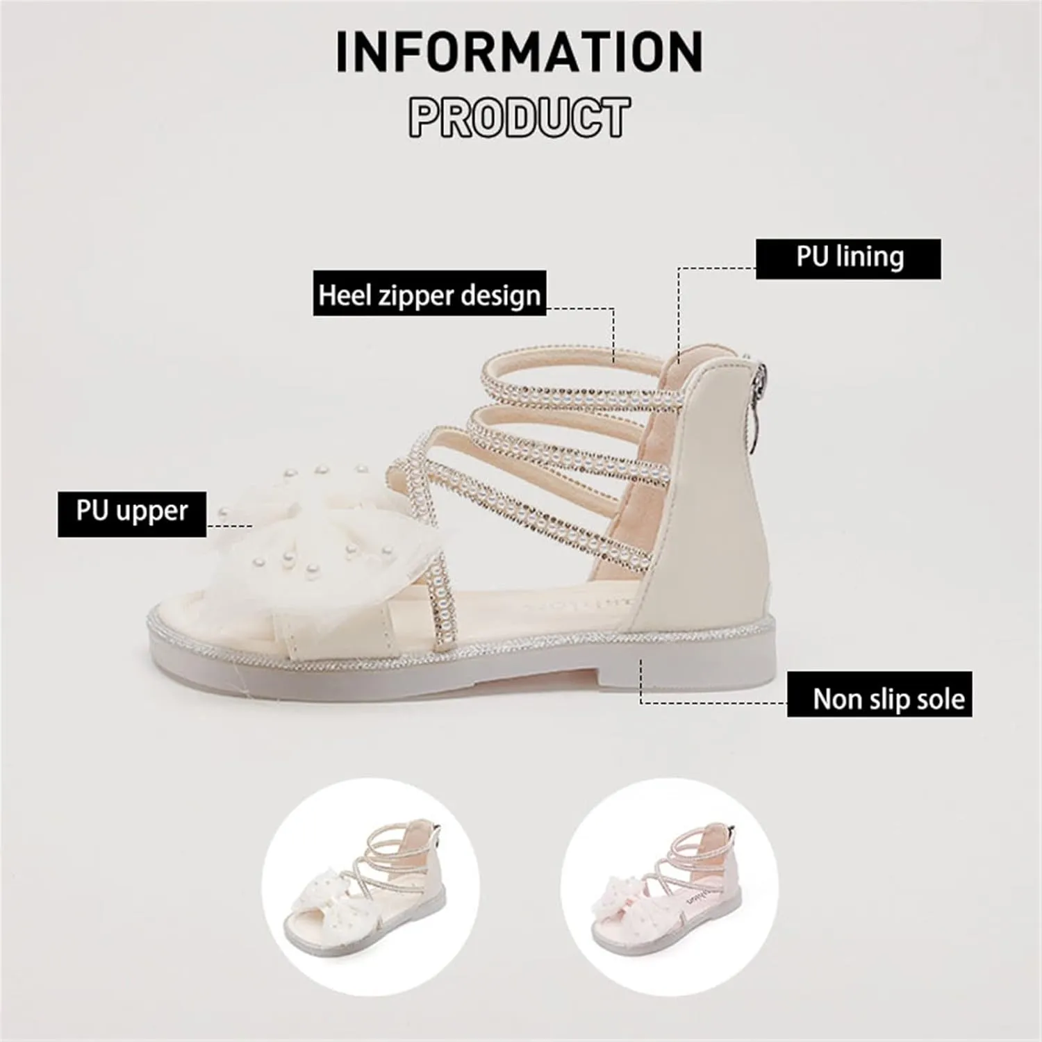 Kids Baby Girls Sandals Fashion Rhinestone Bow Roman Dress Princess Shoes Little Child/Big Cute Girl Sandals