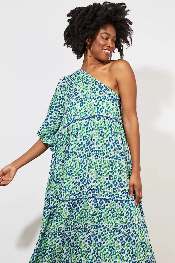 LAMU ONE SHOULDER DRESS - SAVANNA BLUE