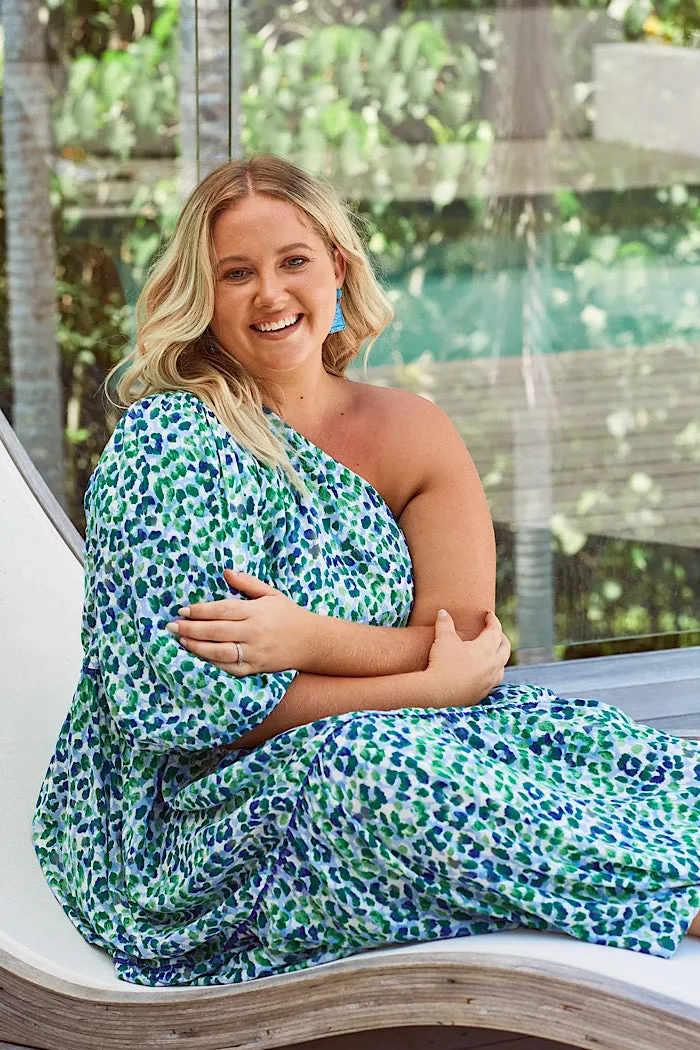 LAMU ONE SHOULDER DRESS - SAVANNA BLUE