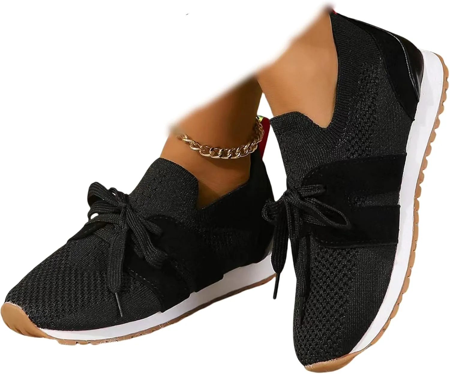 Lausiuoe Slip On Sneakers Women Arch Support Walking Running Shoes Breathable Mesh Workout Tennis Shoes Gym Fashion Sneakers