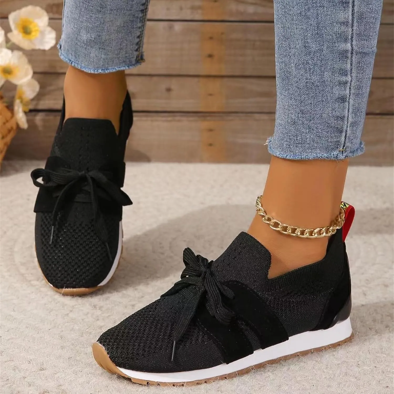 Lausiuoe Slip On Sneakers Women Arch Support Walking Running Shoes Breathable Mesh Workout Tennis Shoes Gym Fashion Sneakers