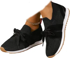 Lausiuoe Slip On Sneakers Women Arch Support Walking Running Shoes Breathable Mesh Workout Tennis Shoes Gym Fashion Sneakers