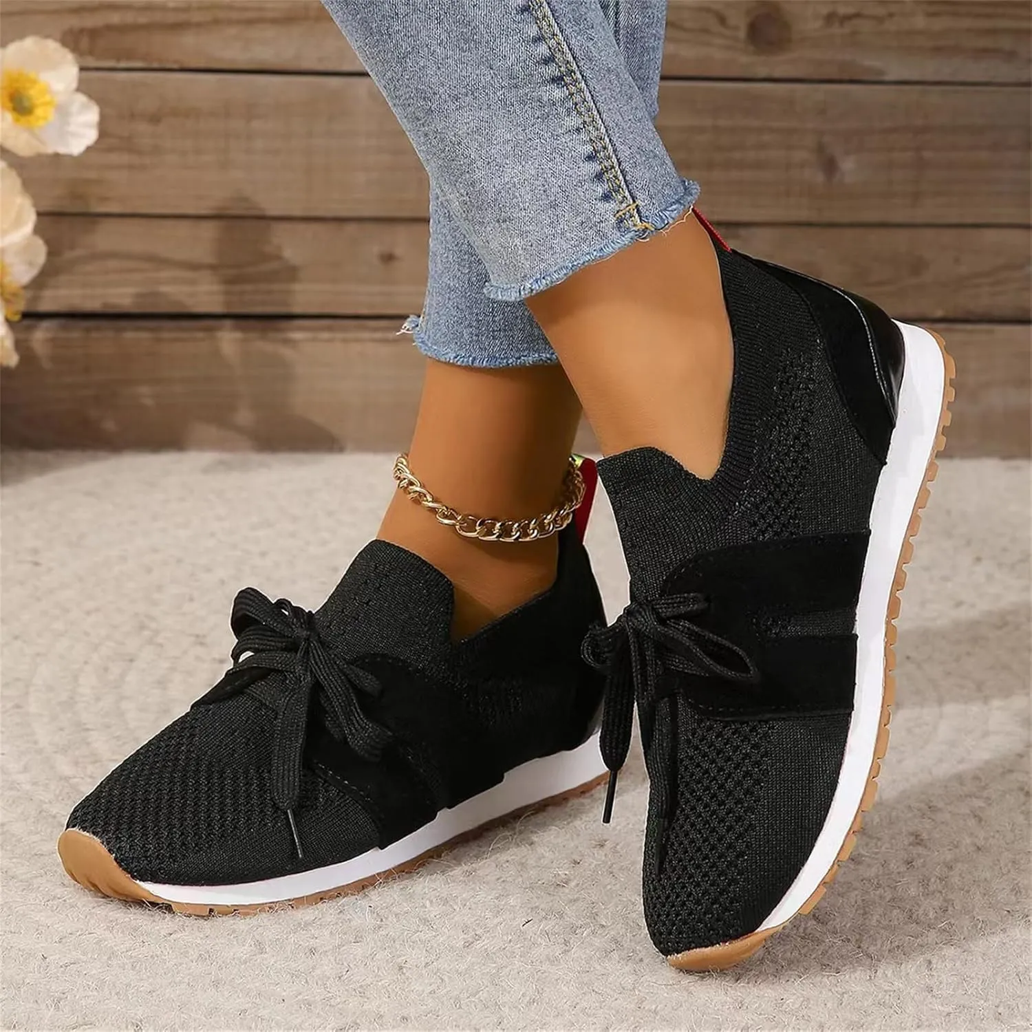 Lausiuoe Slip On Sneakers Women Arch Support Walking Running Shoes Breathable Mesh Workout Tennis Shoes Gym Fashion Sneakers