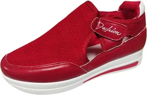 Lausiuoe Sneakers For Women Slip On Arch Support Sneakers Fashion Comfortable Non-Slip Gym Sports Running Walking Shoes