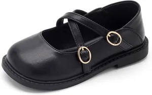 Little Girl's Adorable Princess Party Dress Shoes Double Buckle Strap Wedding Low Heel Sandals for Lass
