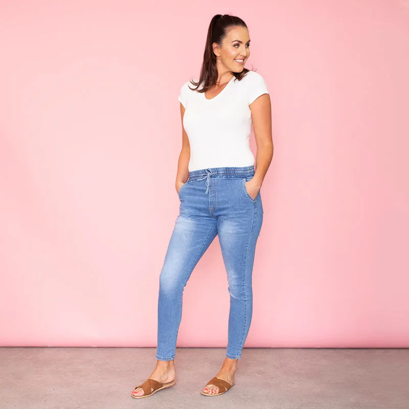 Lucy Jegging Elastic Waist (Light Blue)