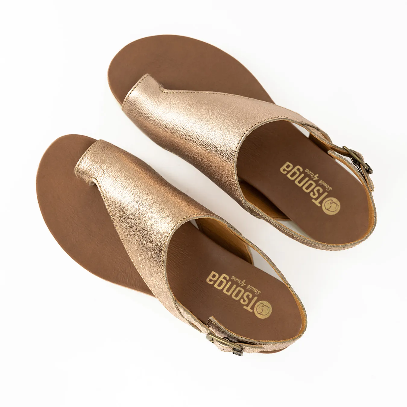 Madalitso : Ladies Leather Sandal in Gold Metallic