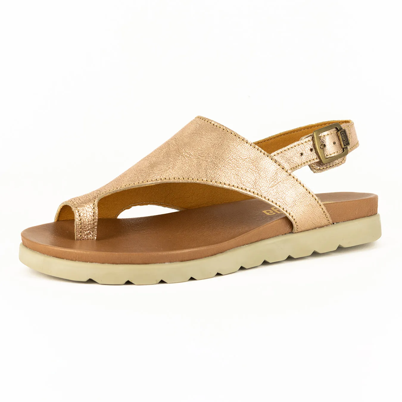 Madalitso : Ladies Leather Sandal in Gold Metallic